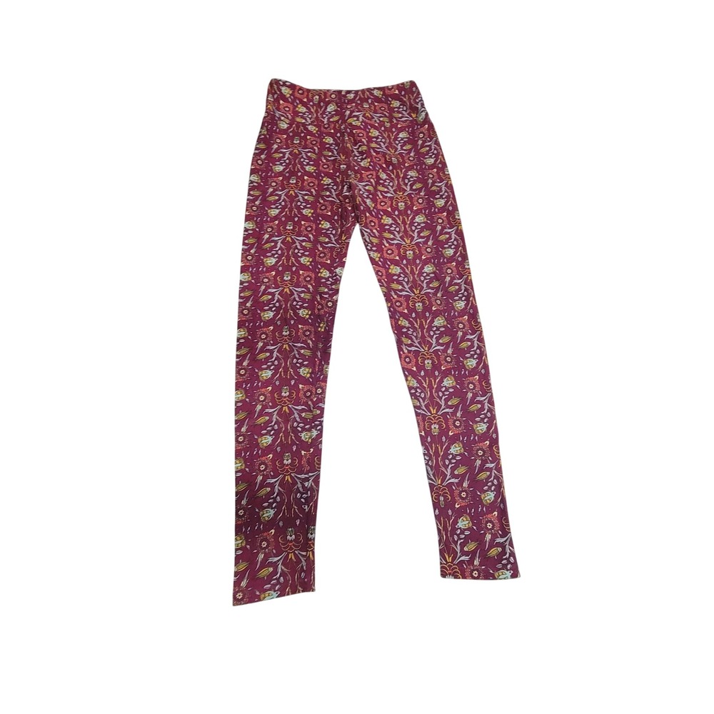 LuLaRoe‎ Womens One Size OS Leggings Floral Damask Maroon Burgundy Pink Soft